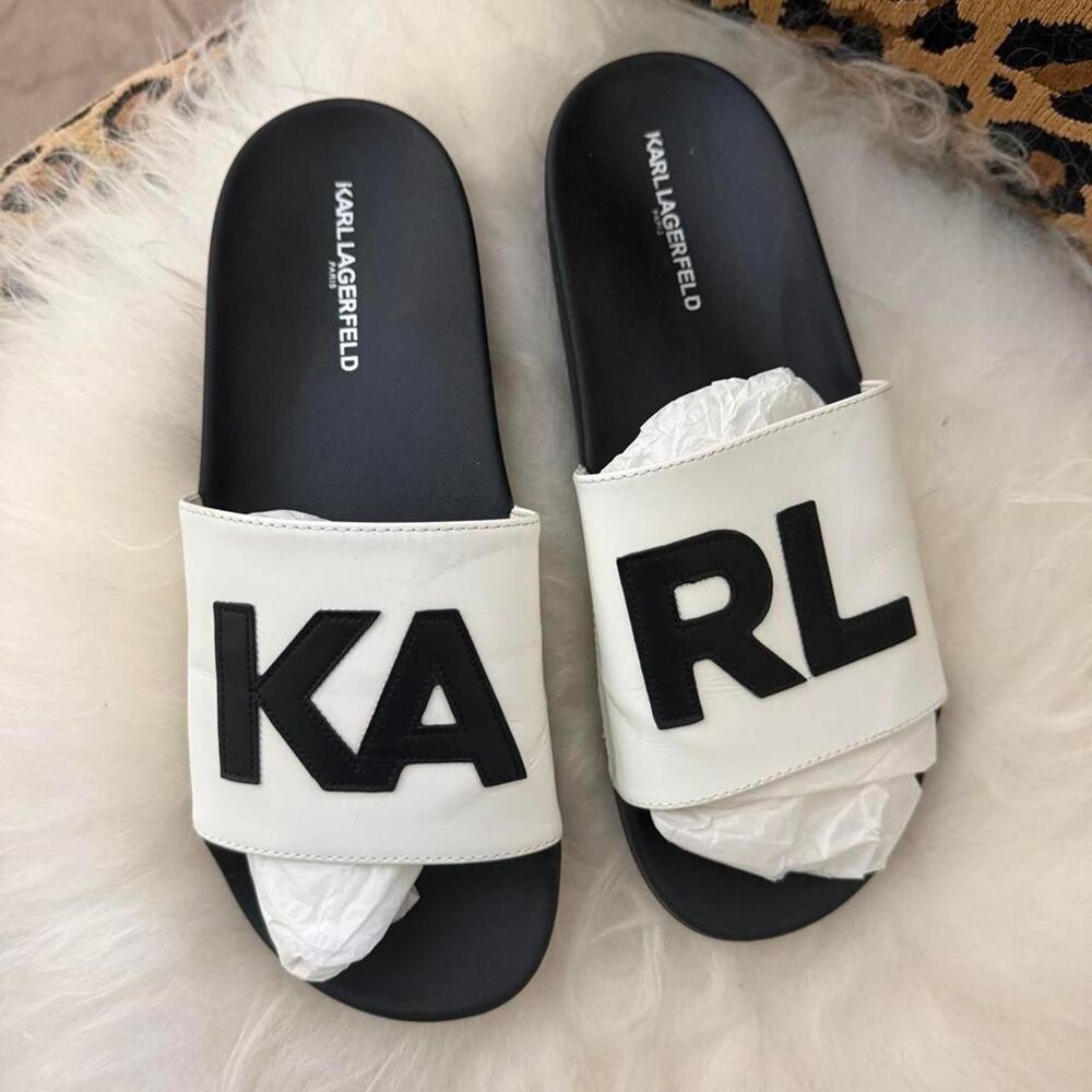 Karl-lagerfeld Women's White and Black Sandals